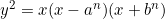 y^2=x(x-a^n)(x+b^n)